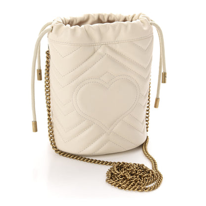 Gucci Calfskin Matelasse Mini GG Marmont 2.0 Bucket Bag White 3 of 11