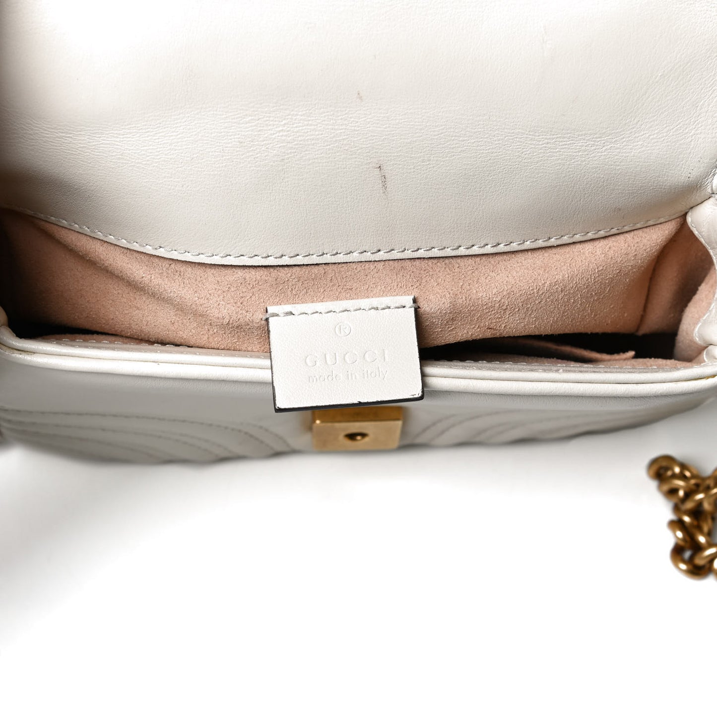 Calfskin Matelasse Mini GG Marmont Top Handle Shoulder Bag White