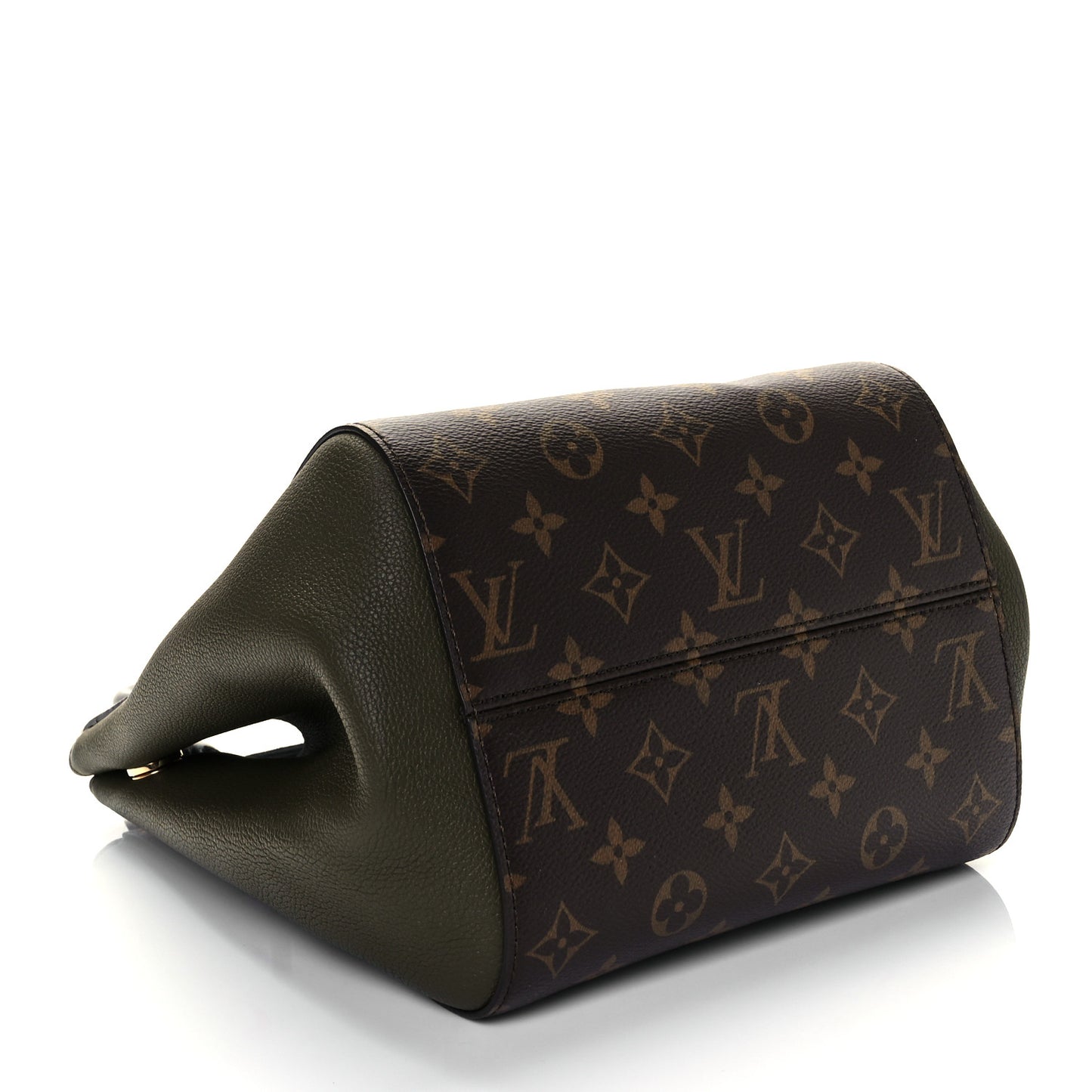 Calfskin Monogram Fold Tote PM Cream Khaki Black
