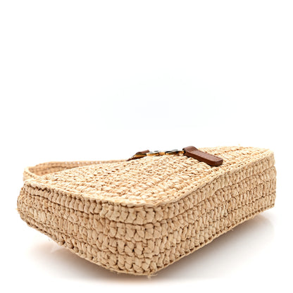 Saint Laurent Raffia Calfskin Le 5 A 7 Mini Hobo   Natural Brick 5 of 10