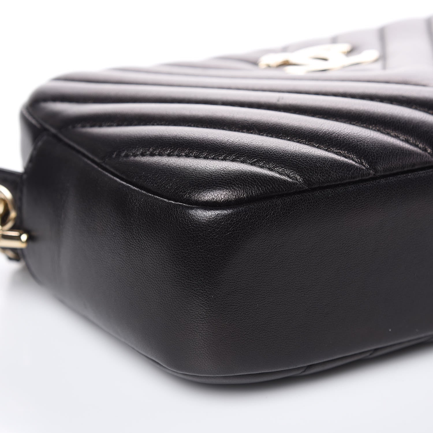 Chanel Lambskin Chevron Quilted Camera Case Black 9 of 12