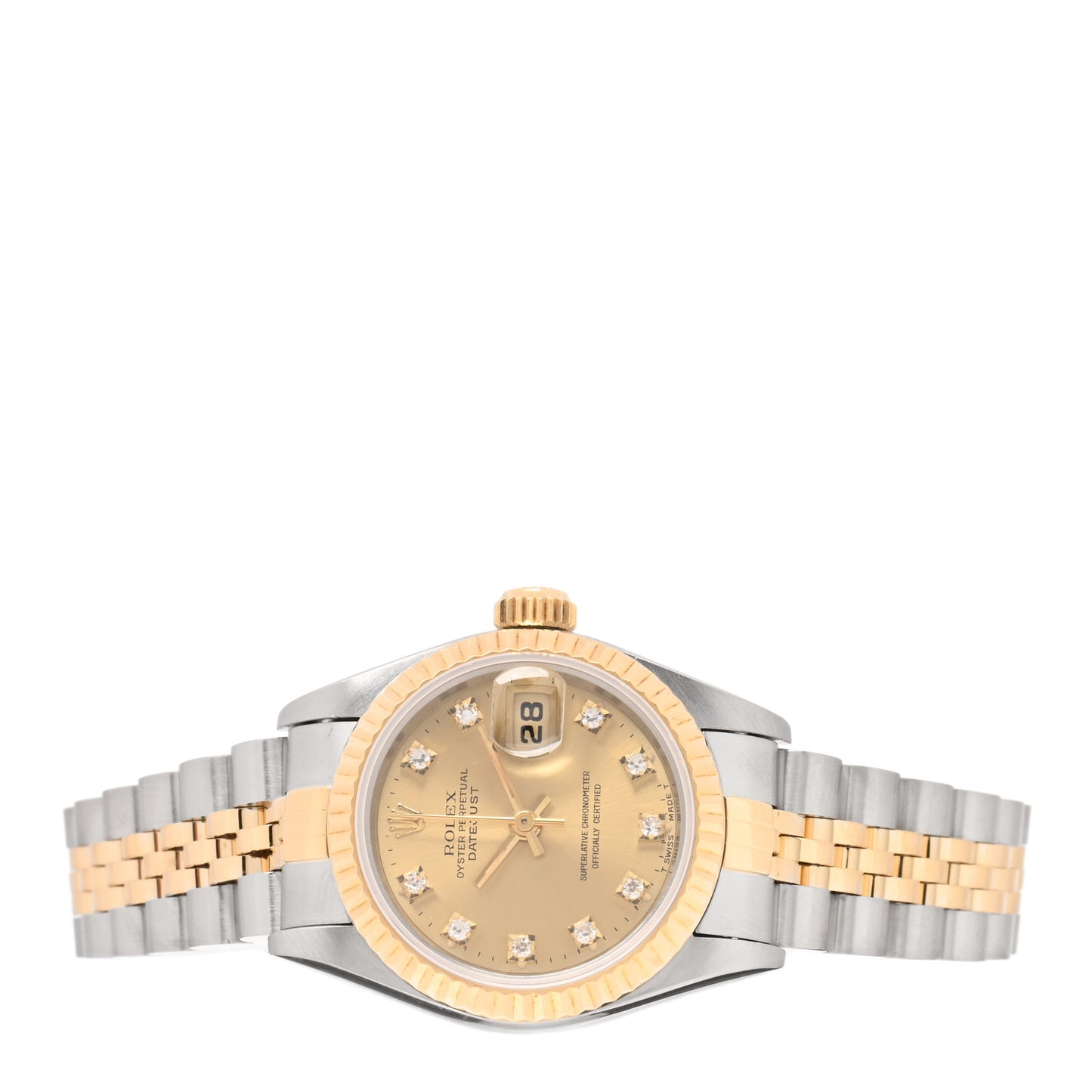 Stainless Steel 18K Yellow Gold Diamond 26mm Oyster Perpetual Datejust Watch Champagne 69173