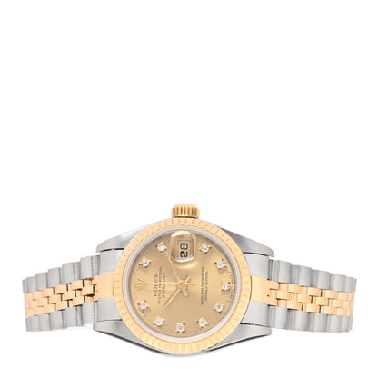Rolex Stainless Steel 18K Yellow Gold Diamond 26mm Oyster Perpetual Datejust Watch Champagne 69173 2 of 4