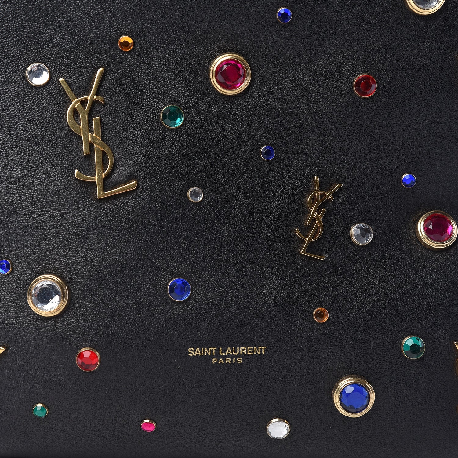 Saint Laurent Lambskin Charm Studded Teddy Drawstring Bag Black 10 of 10