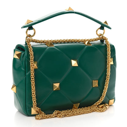 Valentino Garavani Nappa Large Roman Stud Shoulder Bag Jungle 3 of 8
