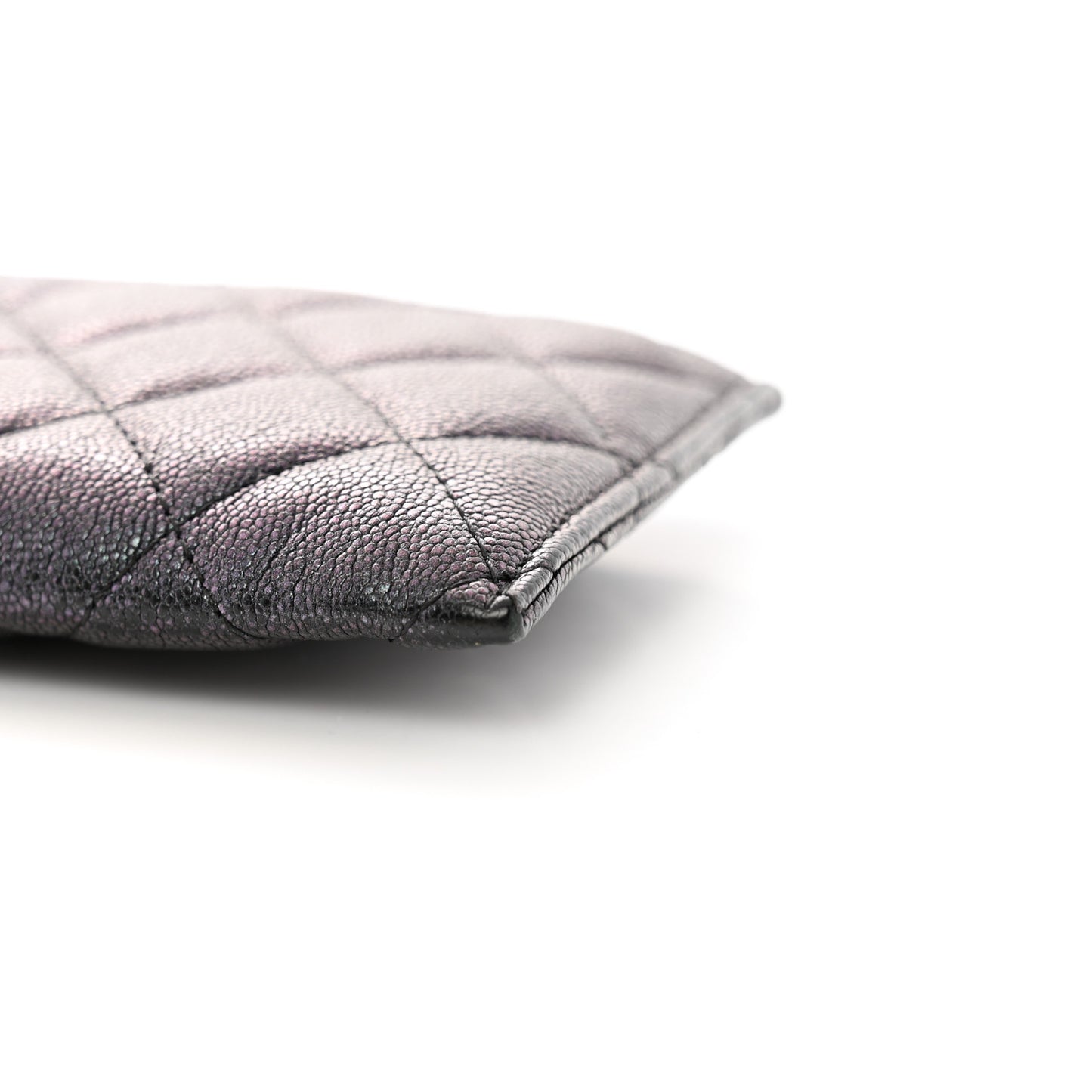 Iridescent Caviar Quilted Classic Zip Pouch Black
