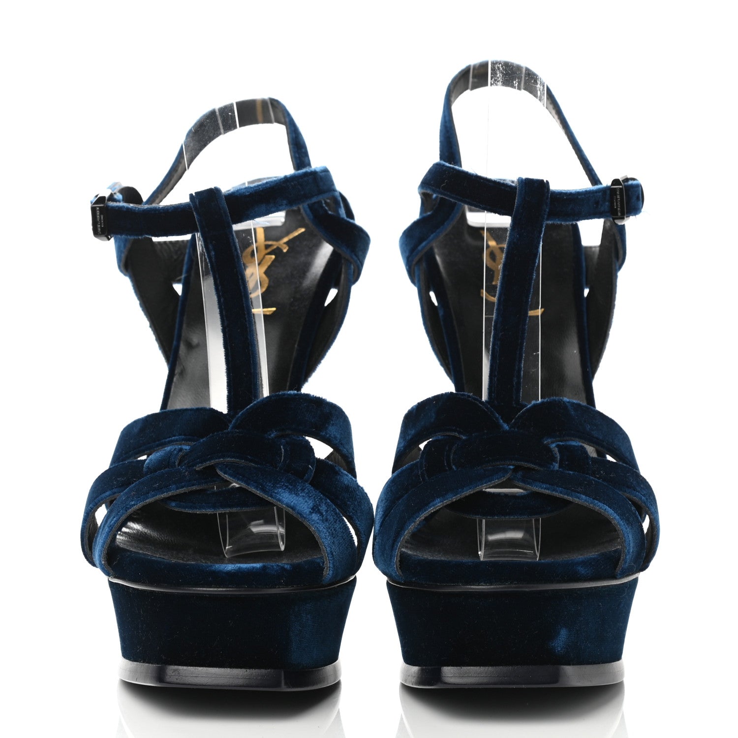 Saint Laurent Velvet Tribute 105 Platform Sandals 38 Bleuette 2 of 10