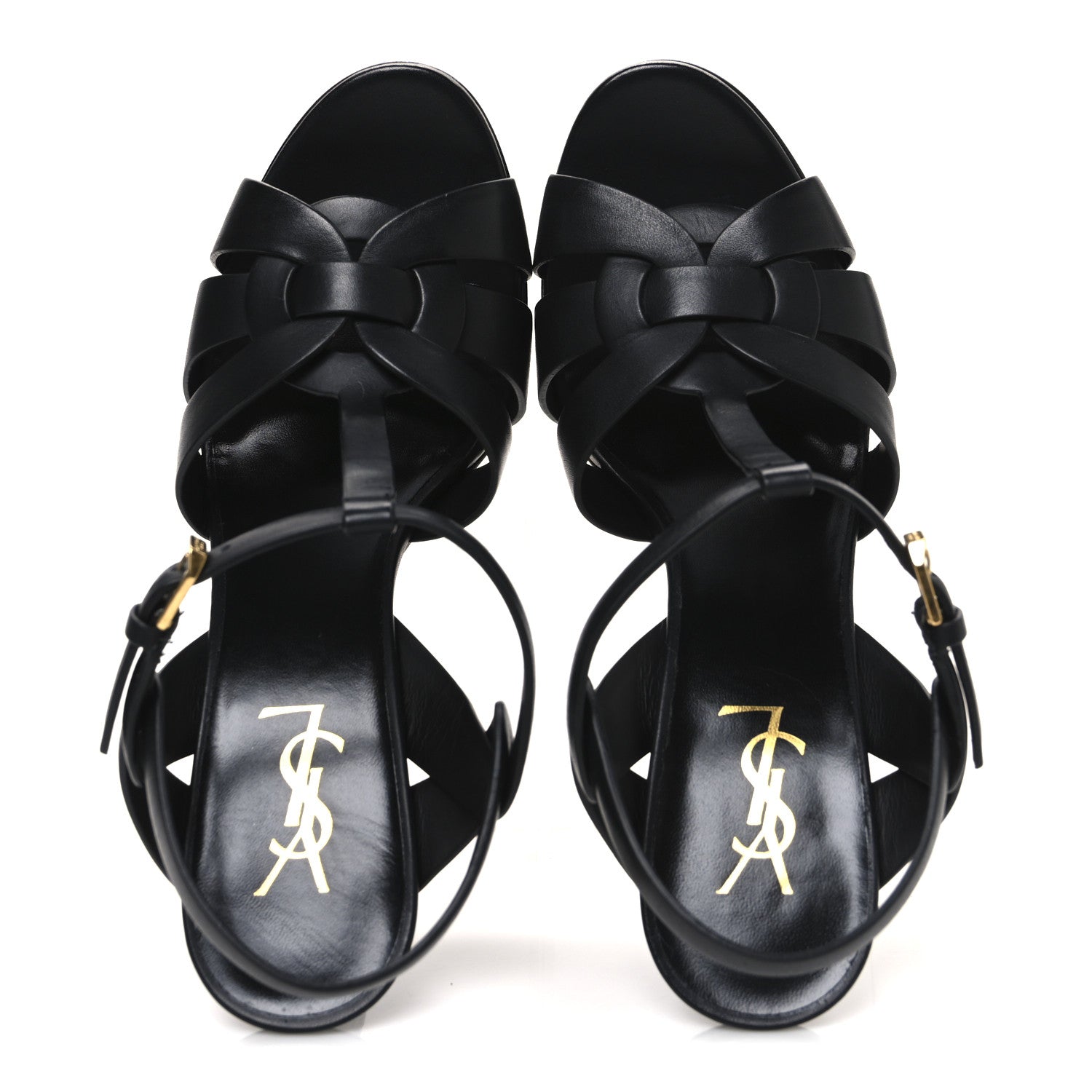 Saint Laurent Calfskin Tribute 105 Platform Sandals 40 Black 2 of 11