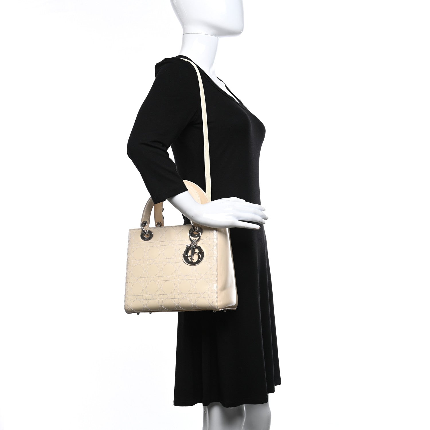 Christian Dior Patent Cannage Stitched Medium Lady Dior White 2 of 10