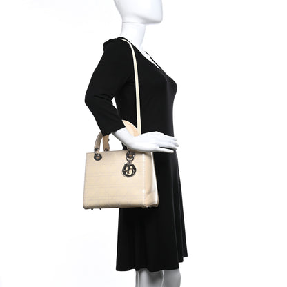 Christian Dior Patent Cannage Stitched Medium Lady Dior White 2 of 10
