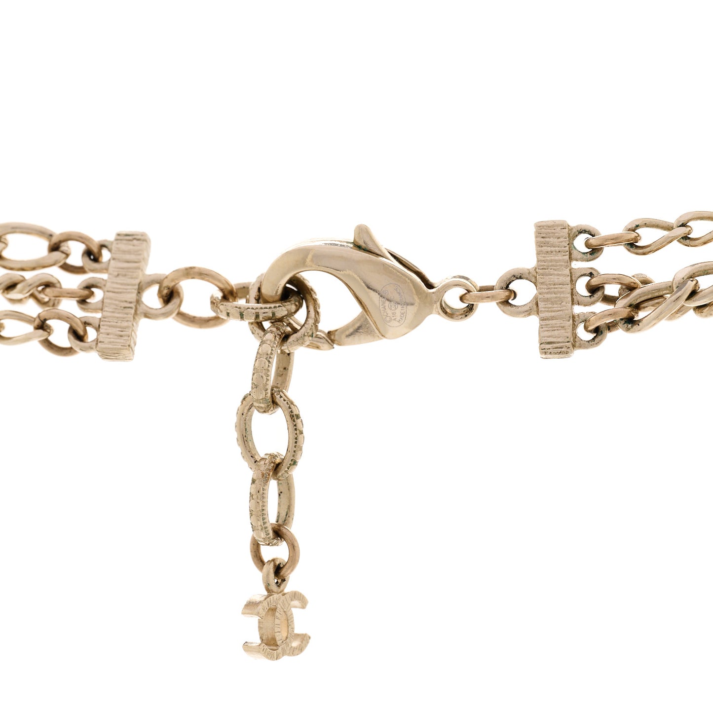 Multi Strand Chain Baguette Crystal CC Necklace Gold Gold