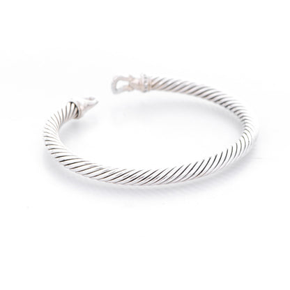 David Yurman Sterling Silver Diamond 5mm Cable Buckle Bracelet 3 of 5
