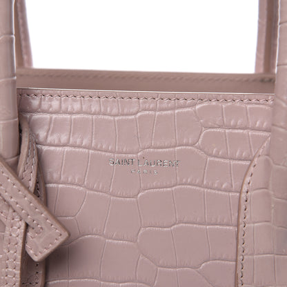 Saint Laurent Calfskin Crocodile Embossed Baby Sac De Jour Rose Antic 7 of 15