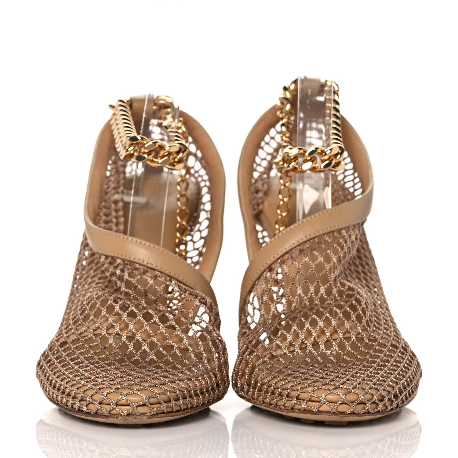 Bottega Veneta Mesh Nappa Chunky Chain Sandals 36 Beige Pony 2 of 7