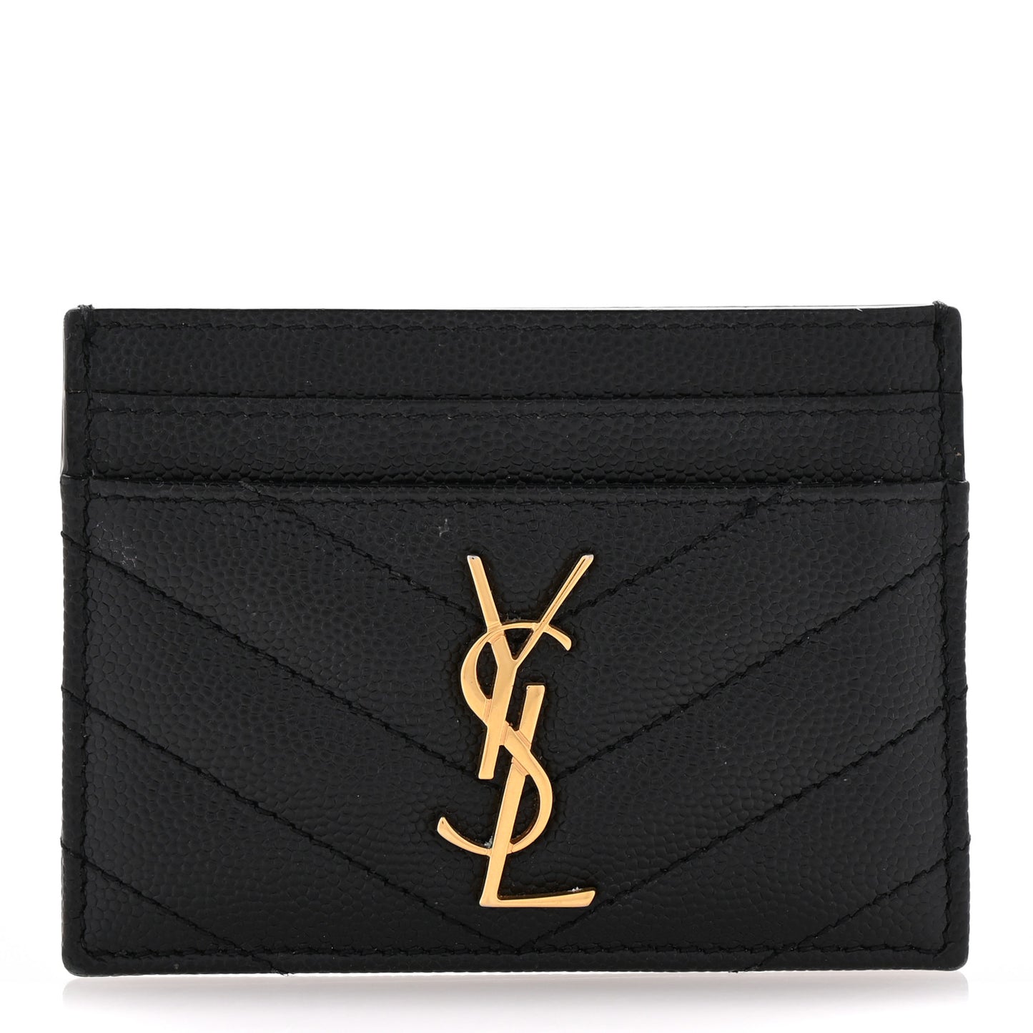 Grain De Poudre Matelasse Chevron Monogram Credit Card Case Black