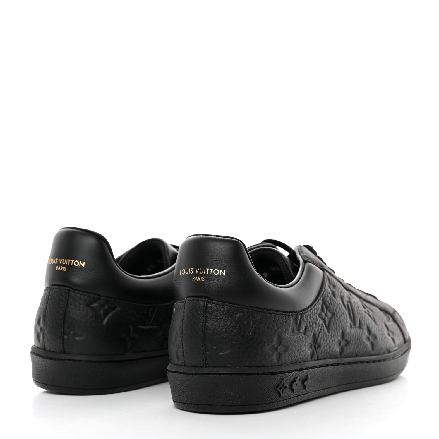 Louis Vuitton Grained Calfskin Embossed Monogram Mens Luxembourg Sneakers 9 Black 4 of 8