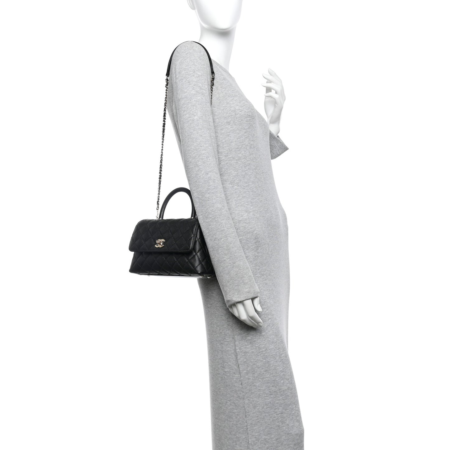 Caviar Quilted Mini Coco Handle Flap Black