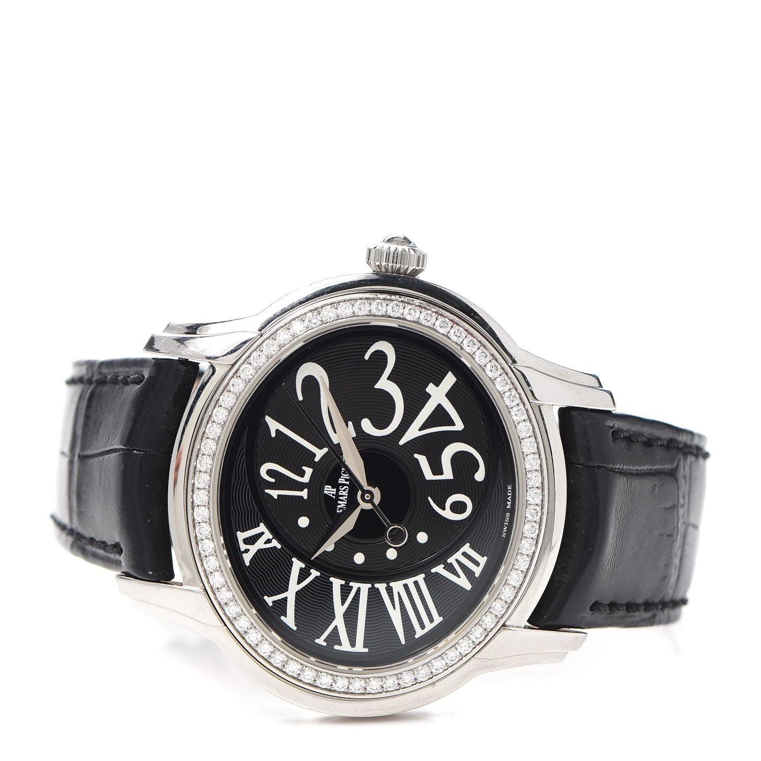 Audemars Piguet Stainless Steel Alligator Diamond 39.5mm Millenary Automatic Watch Black 77301ST.ZZ.D002CR.0 2 of 6