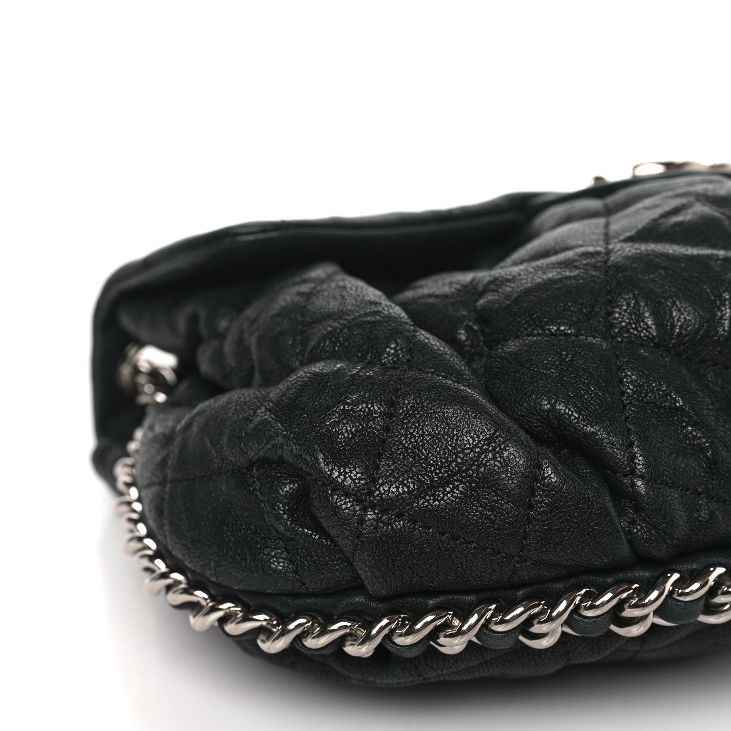 Chanel Washed Lambskin Quilted Chain Around Flap Black 8 of 9