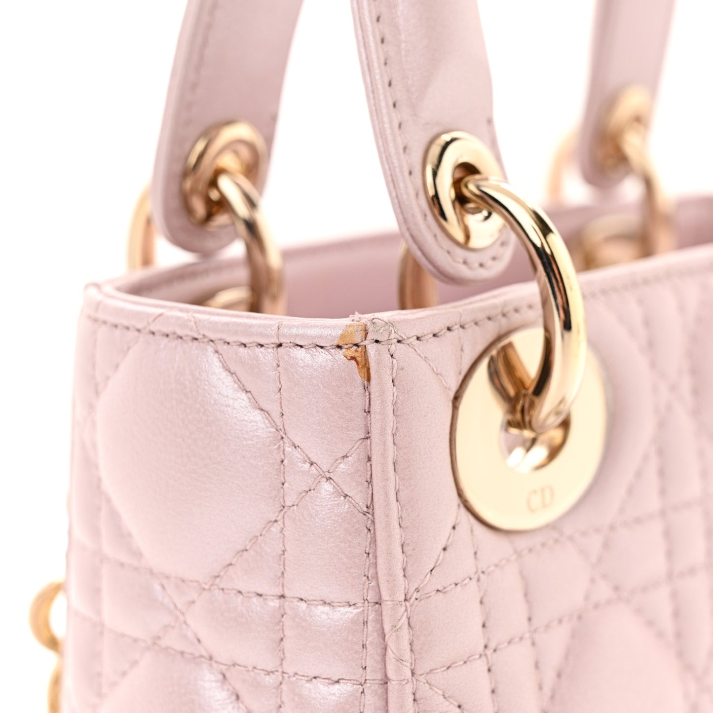 Metallic Lambskin Cannage Mini Lady Dior Lotus