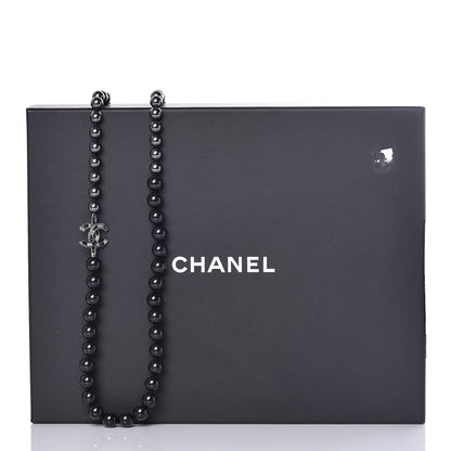 Chanel Ruthenium Graduated Bead Crystal CC Long Necklace Black 6 of 6