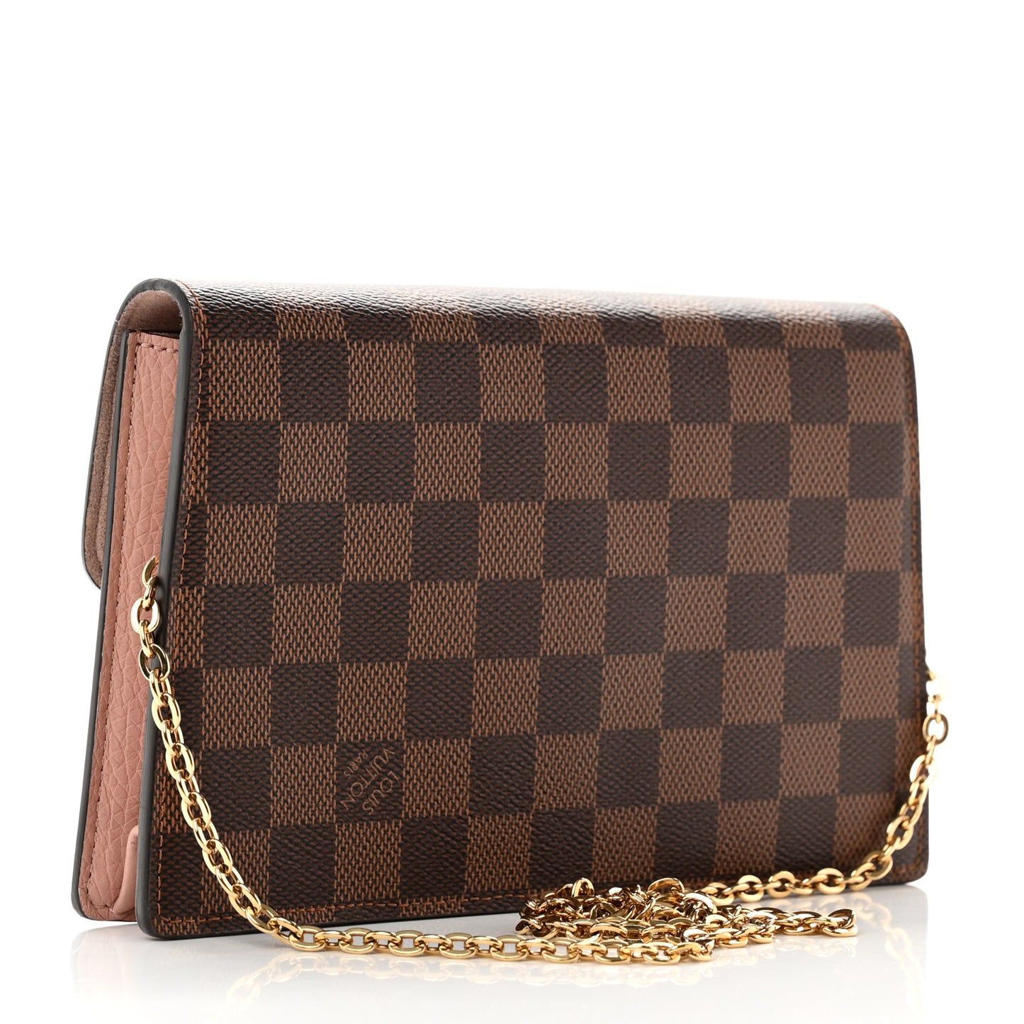 Damier Ebene Croisette Chain Wallet Magnolia