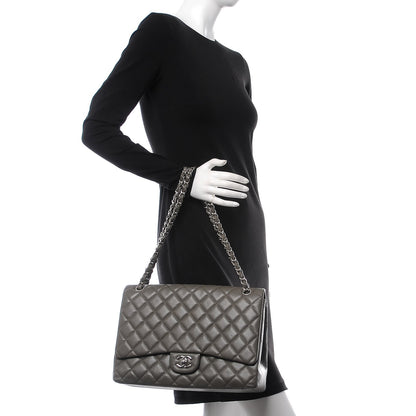 Chanel Caviar Quilted Maxi Single Flap Grey 2 of 7