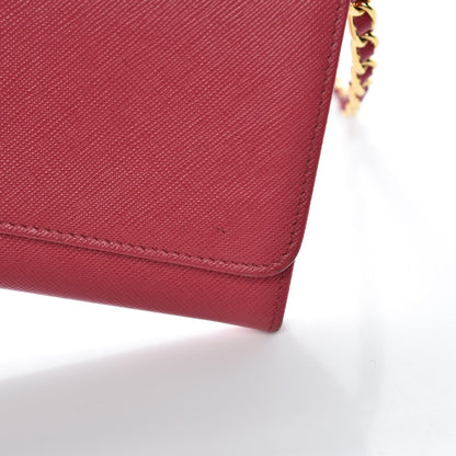 Prada Saffiano Metal Oro Chain Wallet Peonia 12 of 14