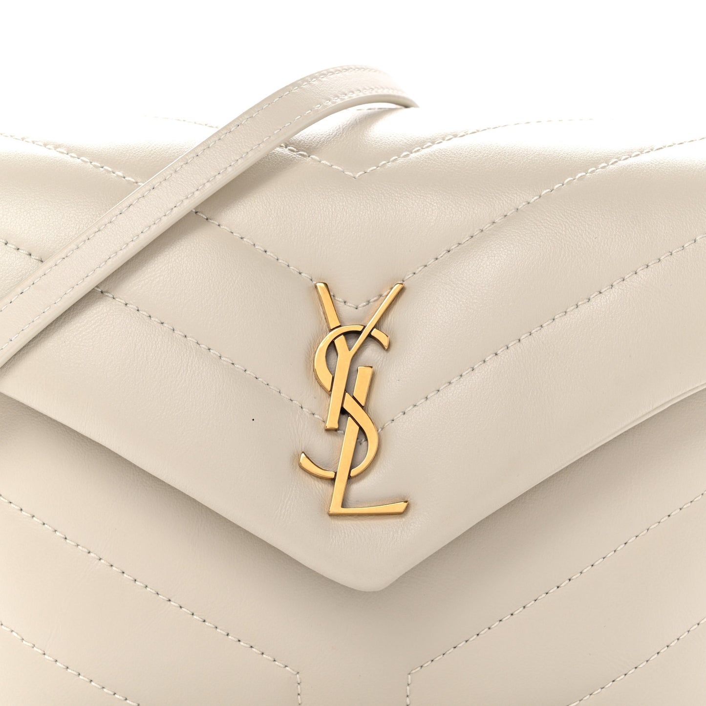 Calfskin Y Quilted Monogram Toy Loulou Crossbody Bag Blanc Vintage