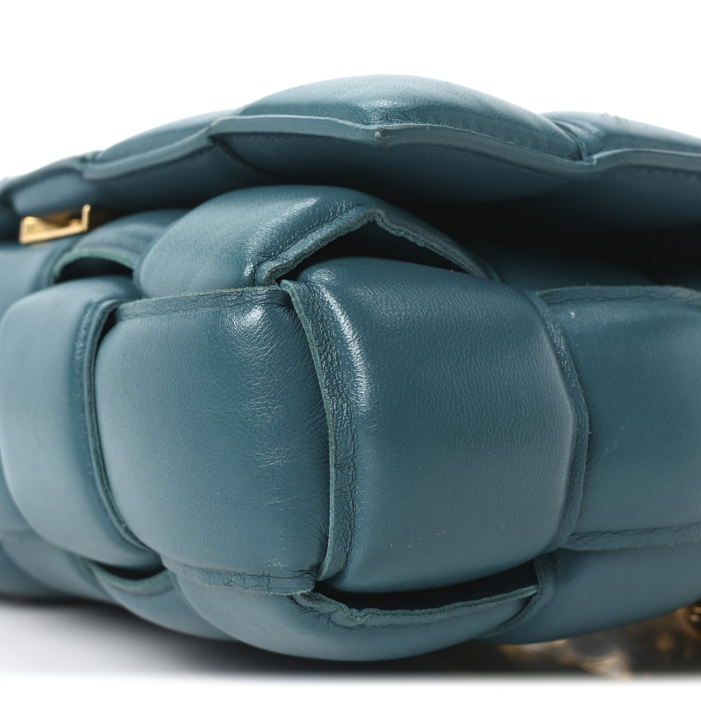 Lambskin Maxi Intreccio Padded Chain Cassette Crossbody Bag Mallard