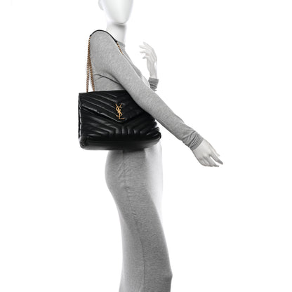 Saint Laurent Calfskin Y Quilted Monogram Medium Loulou Chain Satchel Black 2 of 14