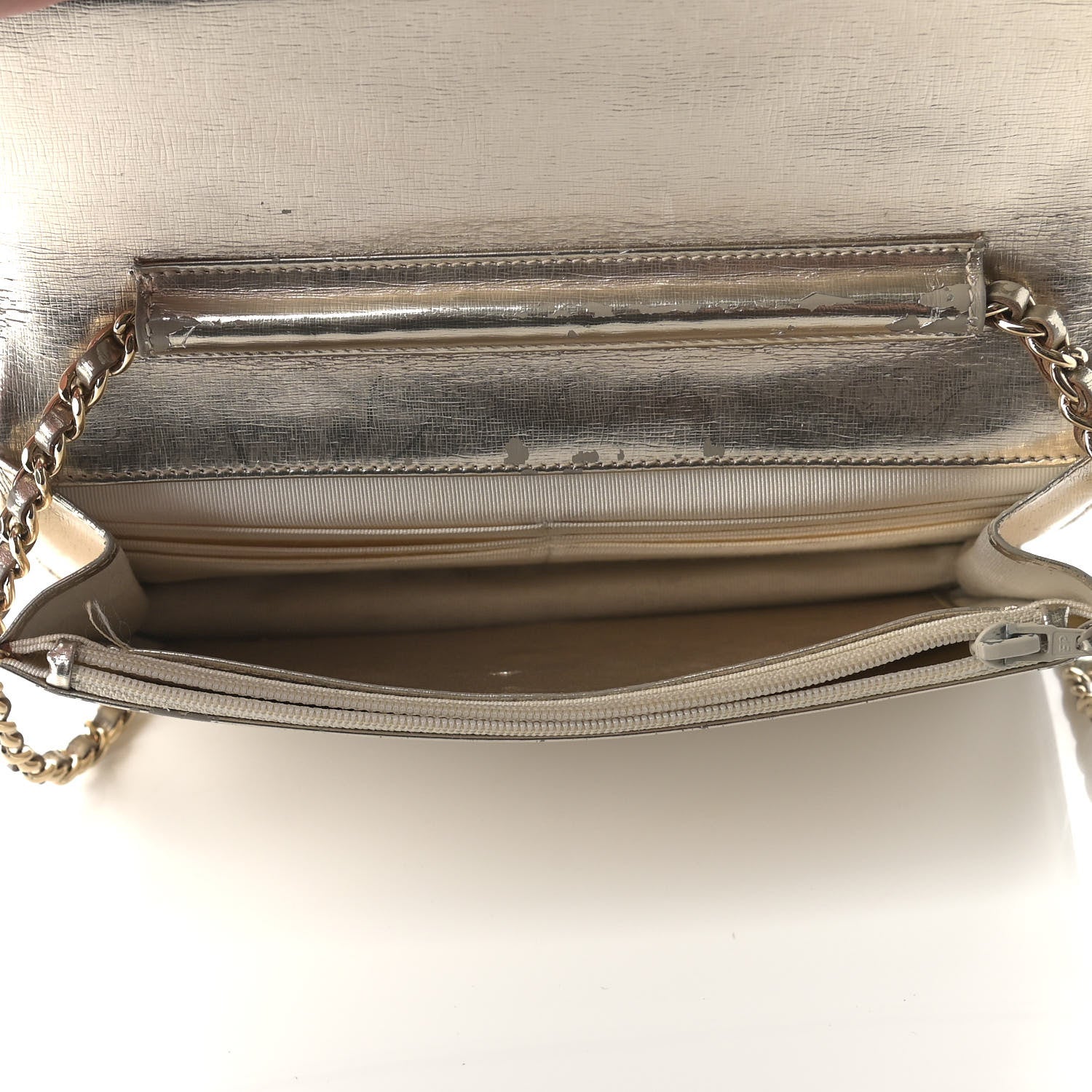 Chanel Metallic Calfskin Timeless Wallet on Chain WOC Argent Clair 8 of 10