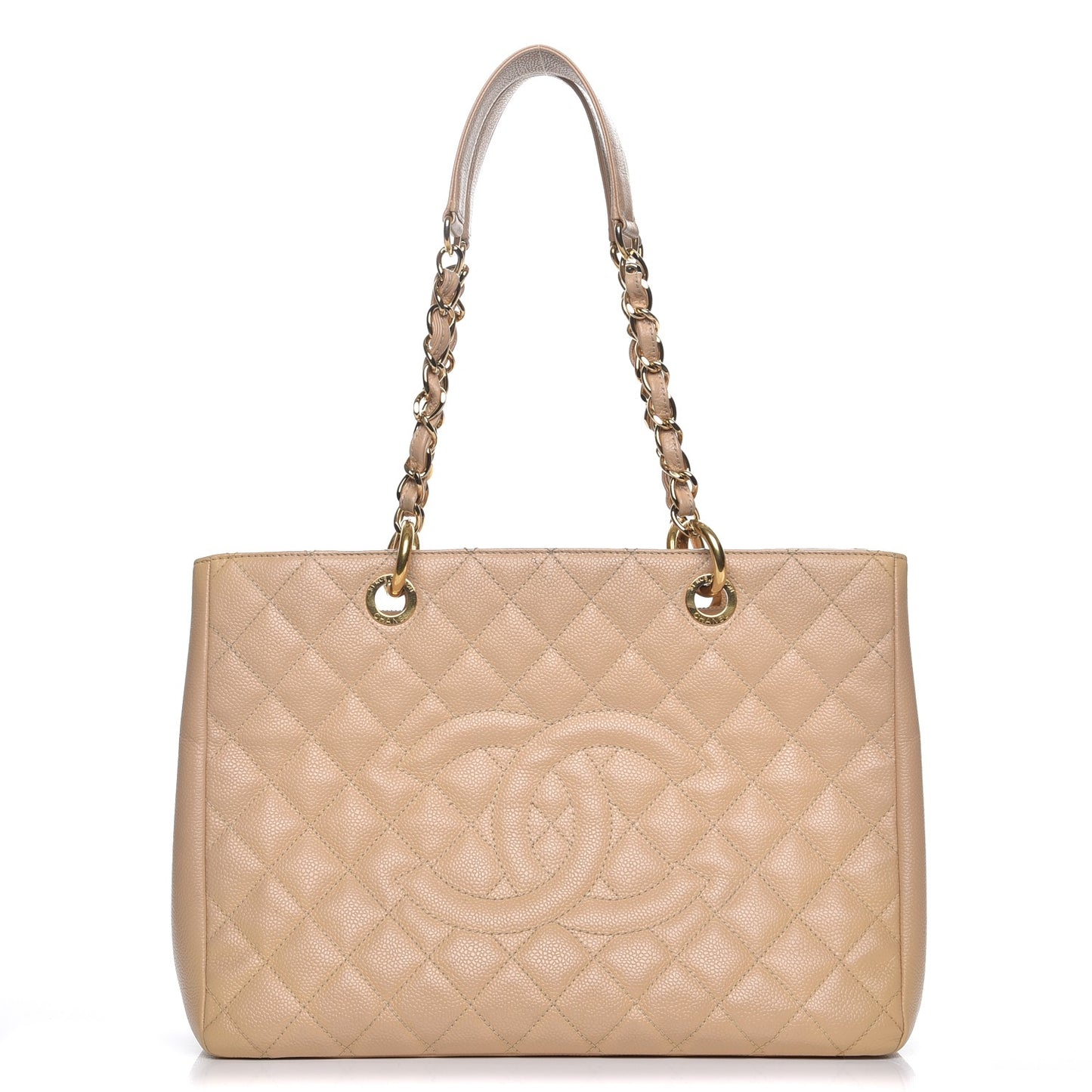 Caviar Quilted Grand Shopping Tote GST Beige Clair