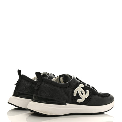 Chanel Calfskin Mesh Lycra Suede Womens Logo Sneakers 41 Black 4 of 9