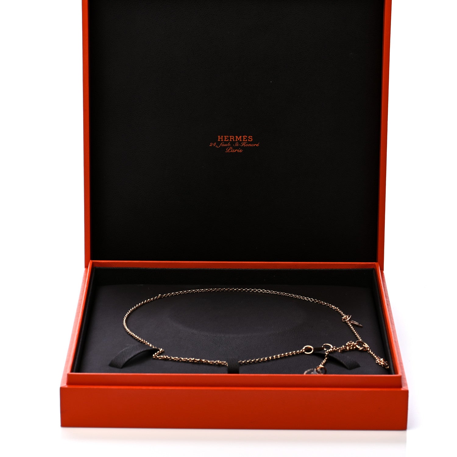 Hermes 18K Rose Gold Diamond Gambade Necklace 8 of 8