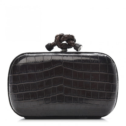 Bottega Veneta Crocodile Knot Clutch Brown 1 of 9