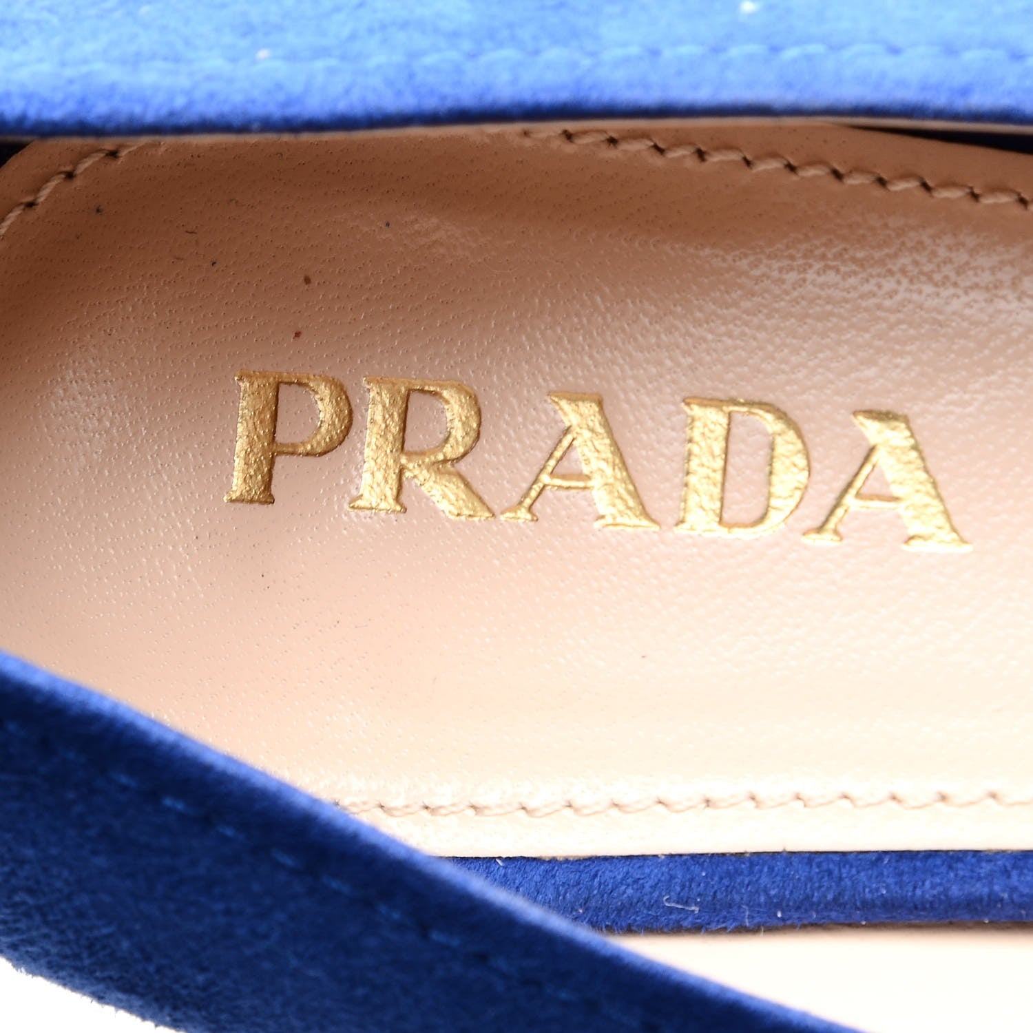 Prada Suede Turnlock Block Heel Pumps 37.5 Blue 9 of 10