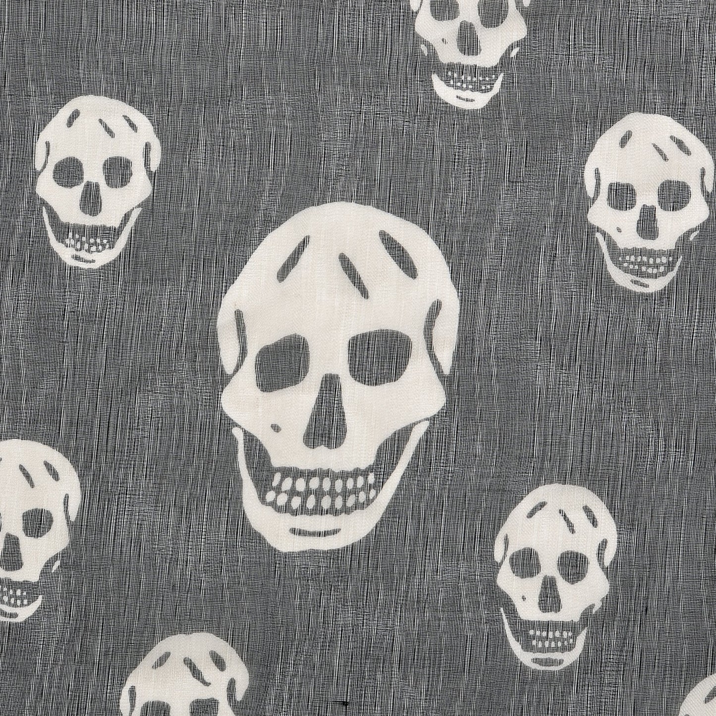 Silk Chiffon Skull Scarf Black Ivory
