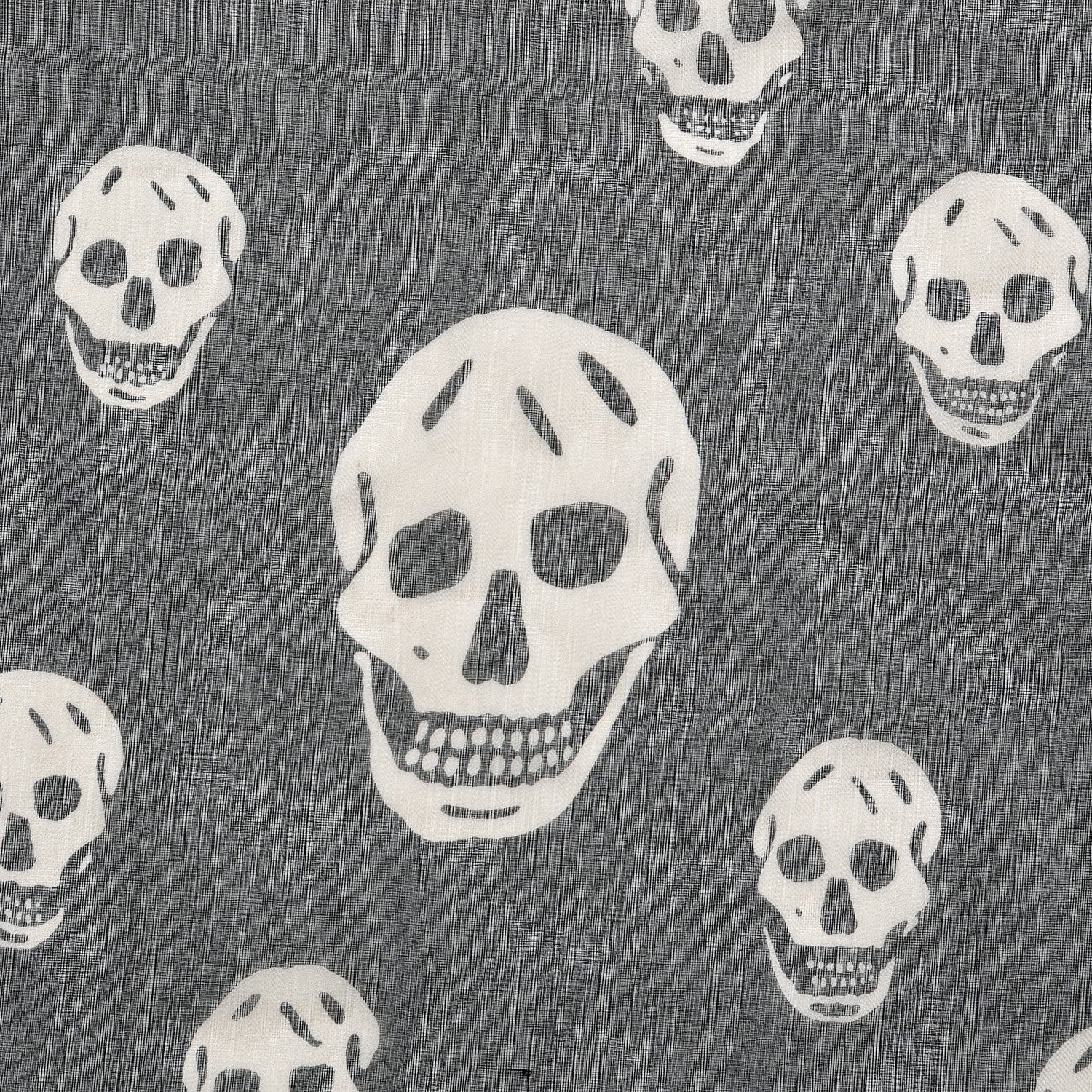 Alexander McQueen Silk Chiffon Skull Scarf Black Ivory 5 of 6