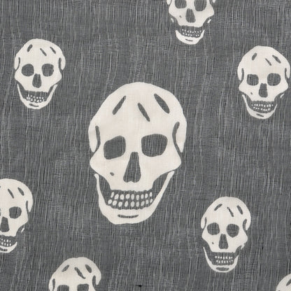 Alexander McQueen Silk Chiffon Skull Scarf Black Ivory 5 of 6
