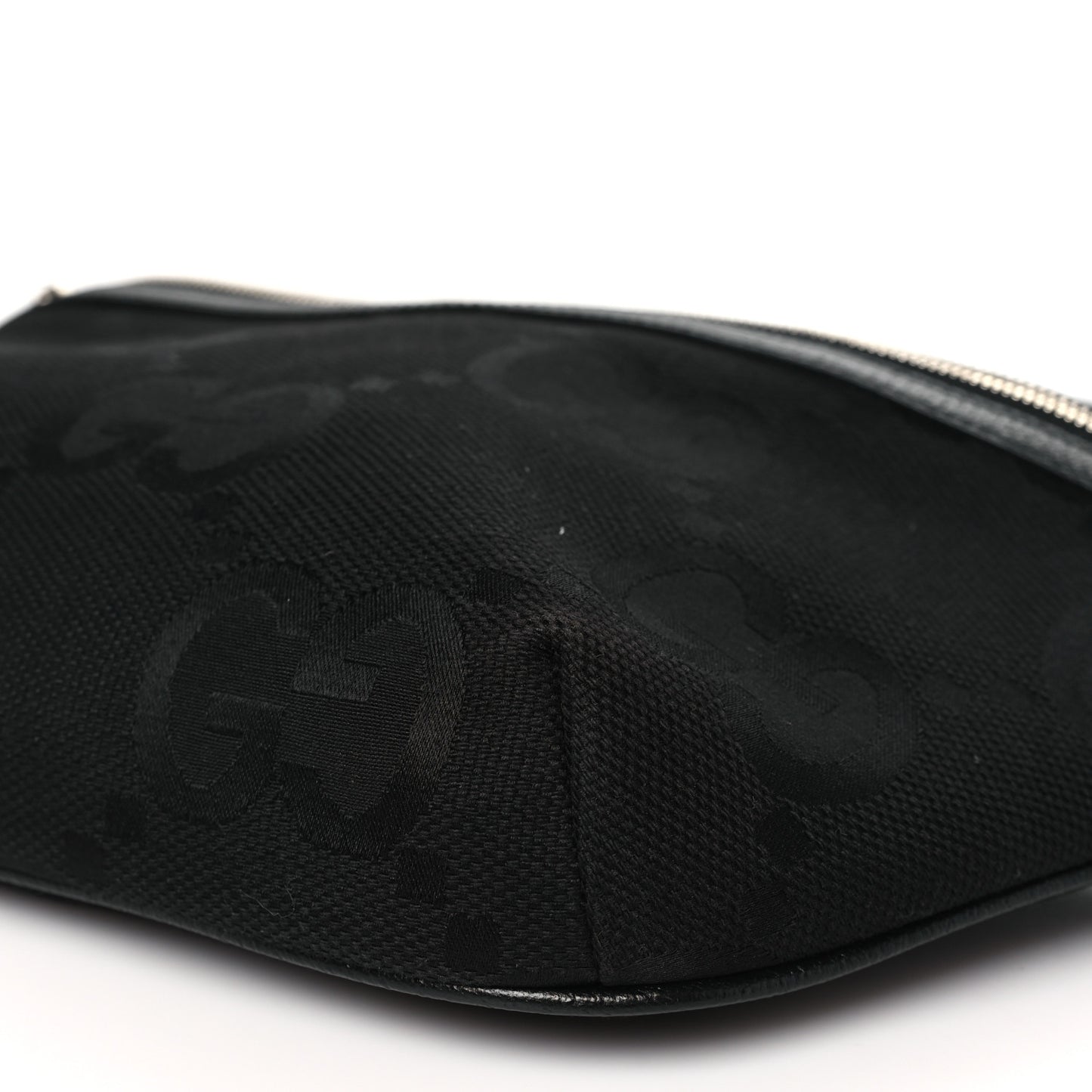 Monogram Jumbo GG Textured Dollar Calfskin Web Belt Bag Black