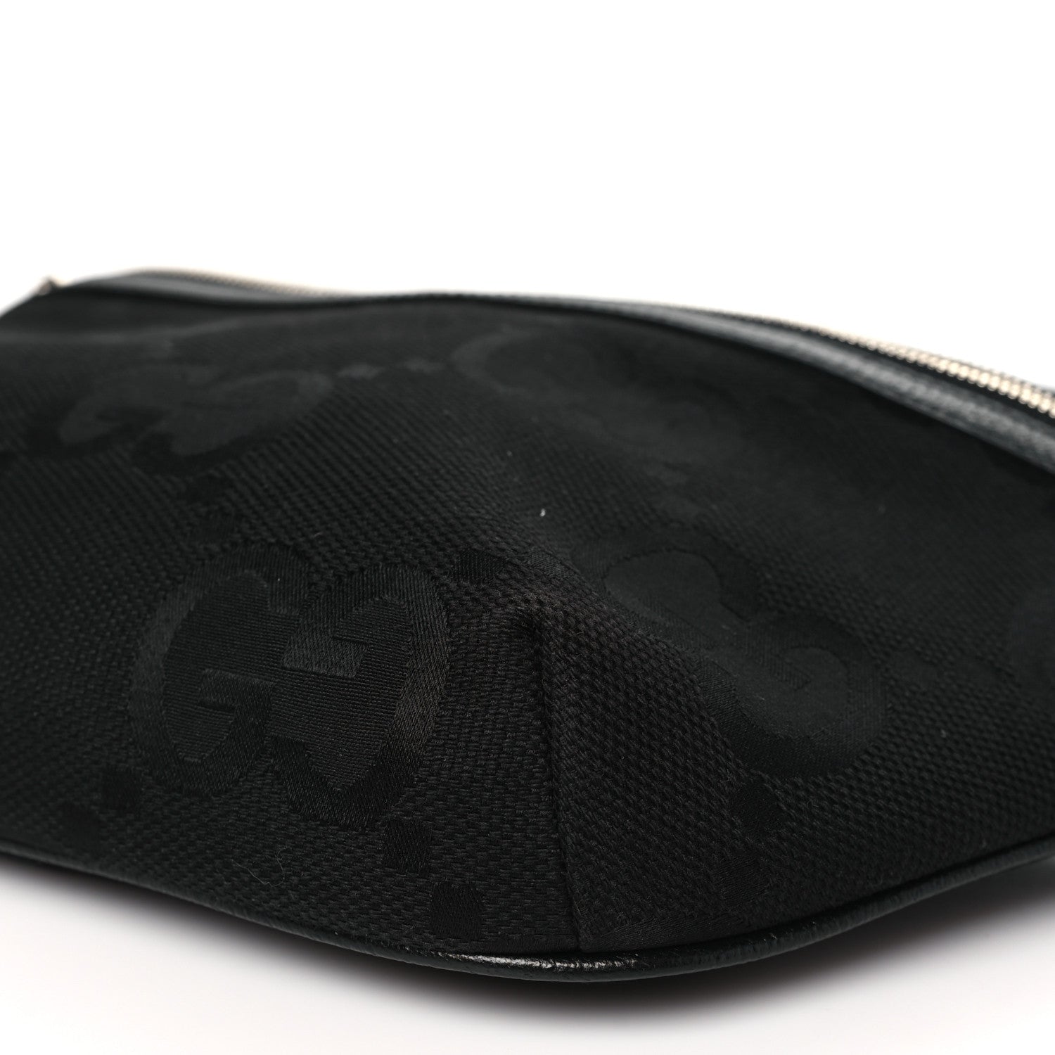 Gucci Monogram Jumbo GG Textured Dollar Calfskin Web Belt Bag Black 9 of 9