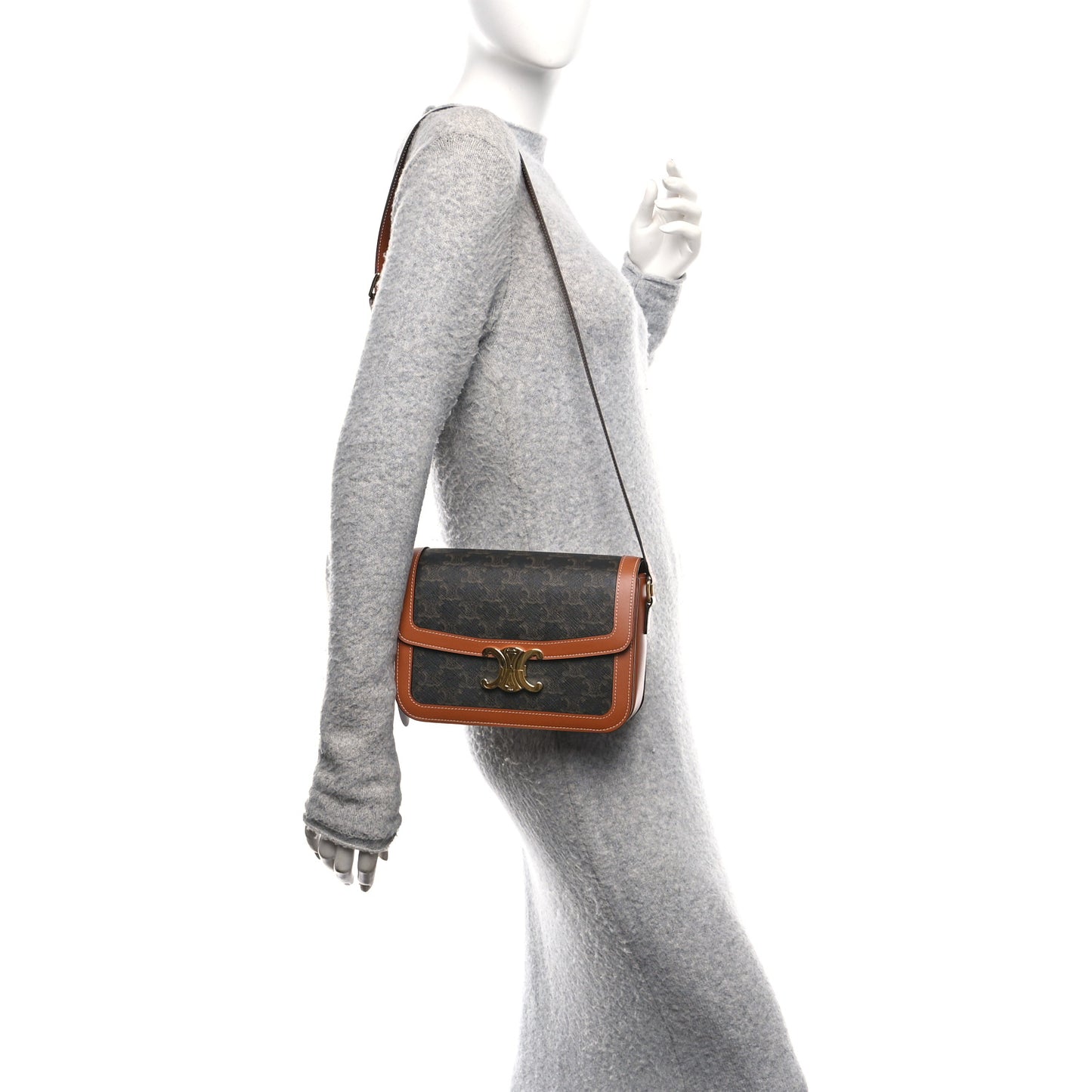 Triomphe Canvas Calfskin Medium Triomphe Bag Tan