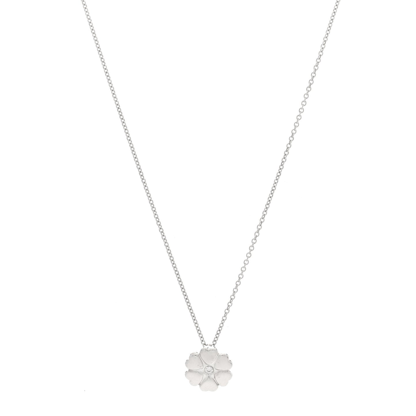 Sterling Diamond Paloma Picasso Flower Heart Pendant Necklace