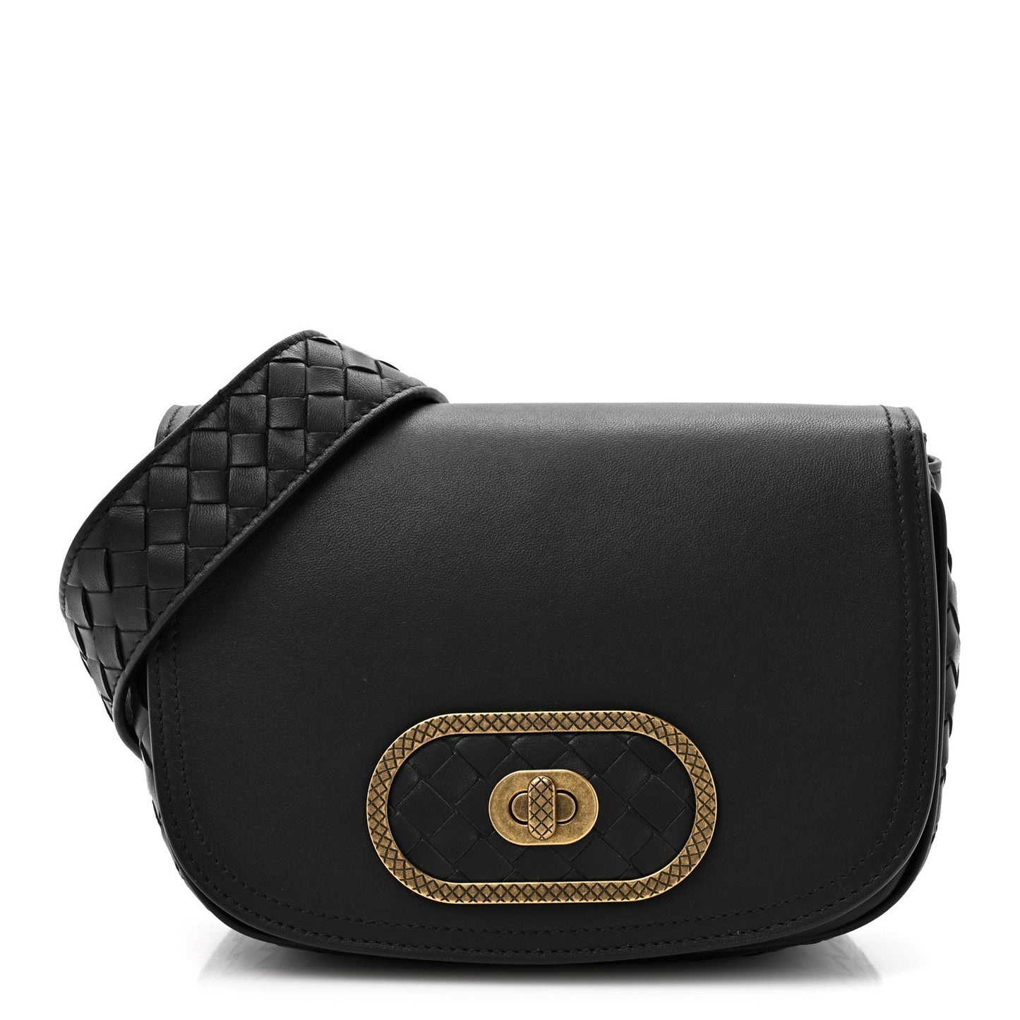 Nappa Intrecciato BV Luna Shoulder Bag Black