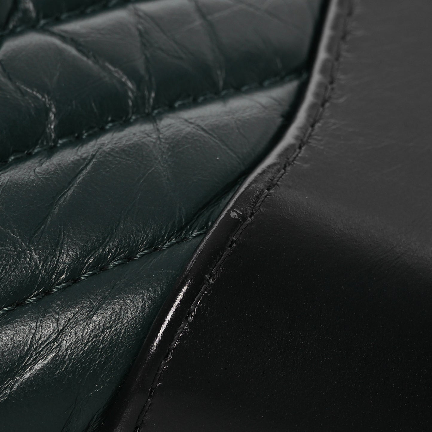 Aged Calfskin Chevron Quilted Small Gabrielle Hobo Green Navy Blue