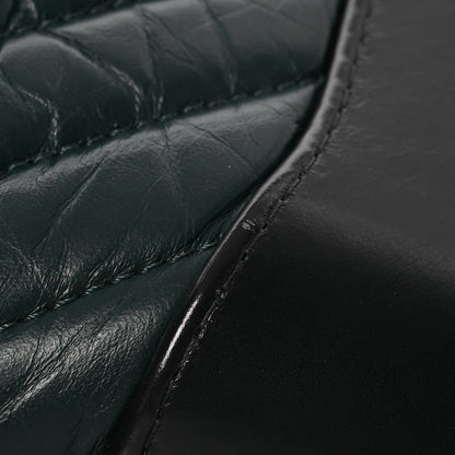 Chanel Aged Calfskin Chevron Quilted Small Gabrielle Hobo Green Navy Blue 15 of 15