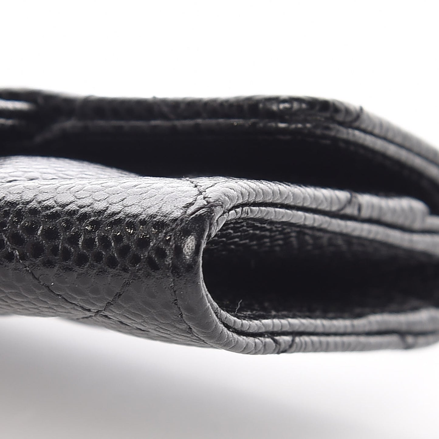 Caviar Quilted Flap Card Holder Black