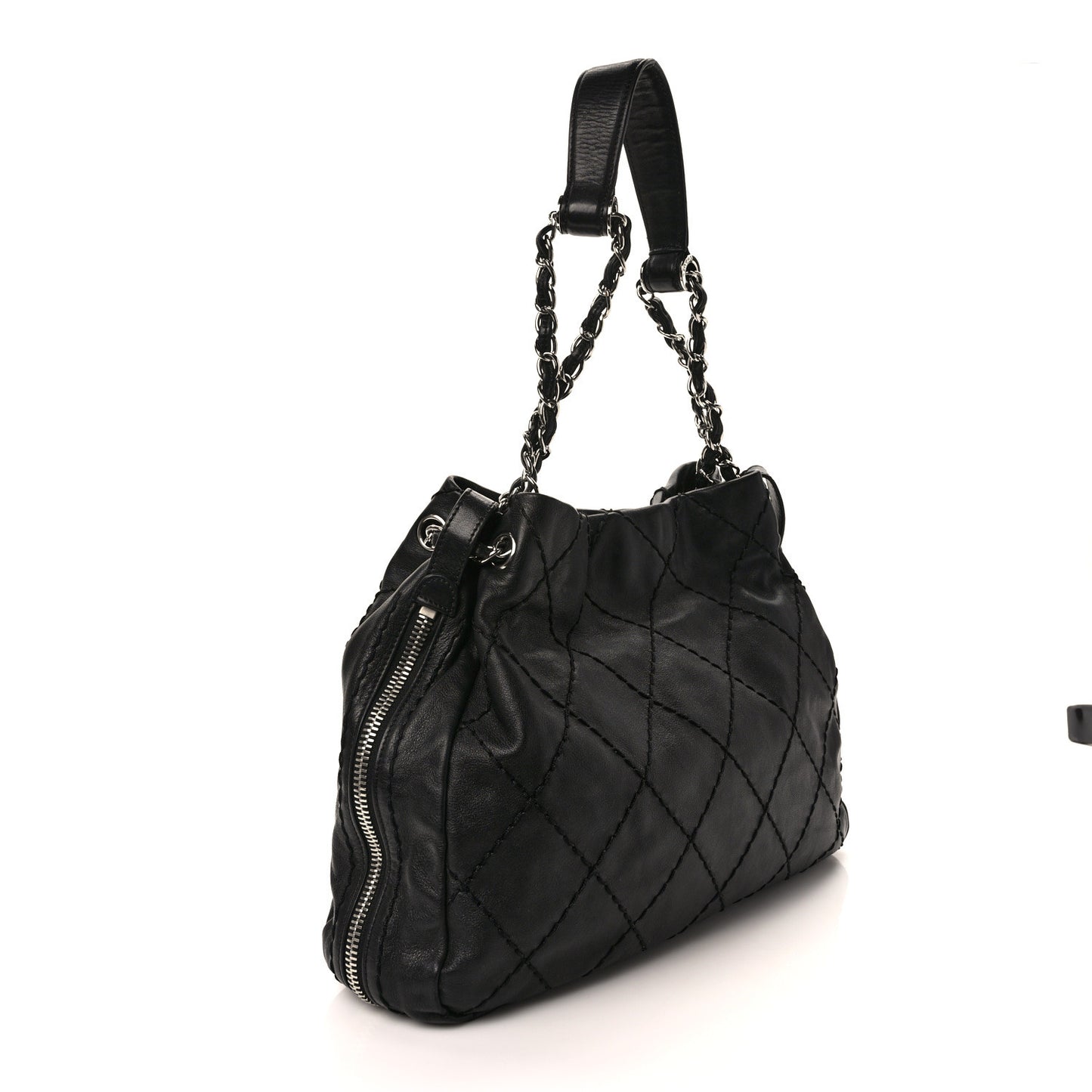 Lambskin Expandable Tote Black