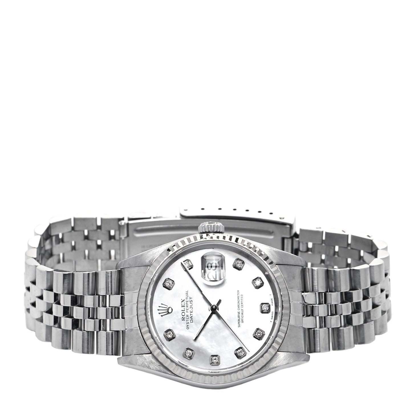 Stainless Steel 18K White Gold Diamond 36mm Oyster Perpetual Datejust Watch White 16234